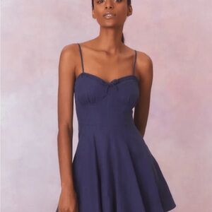 LoveShackFancy Navy Shai Dress